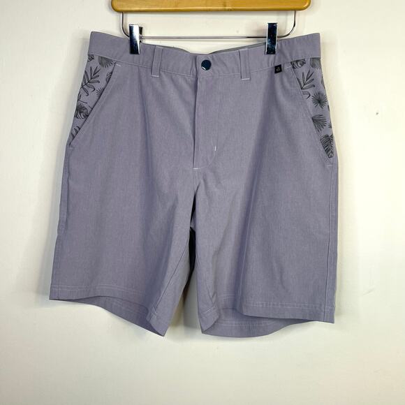 Swannies Performance Stretch Golf Shorts Purple Floral 9 inch Inseam mens 32 - Picture 1 of 8